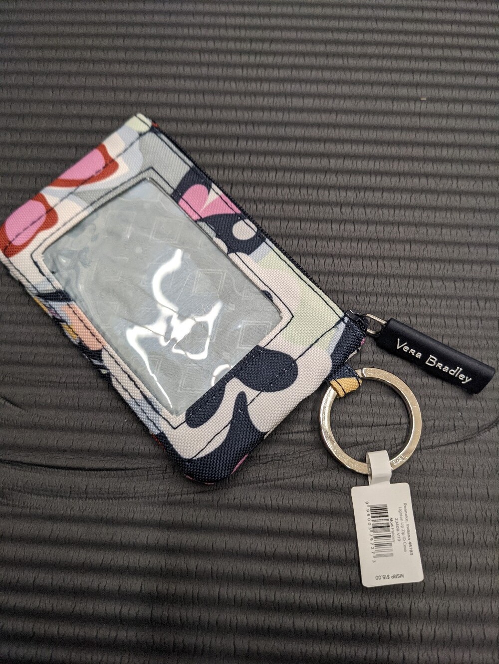 Vera Bradley Floral Zip ID Holder with Key Ring